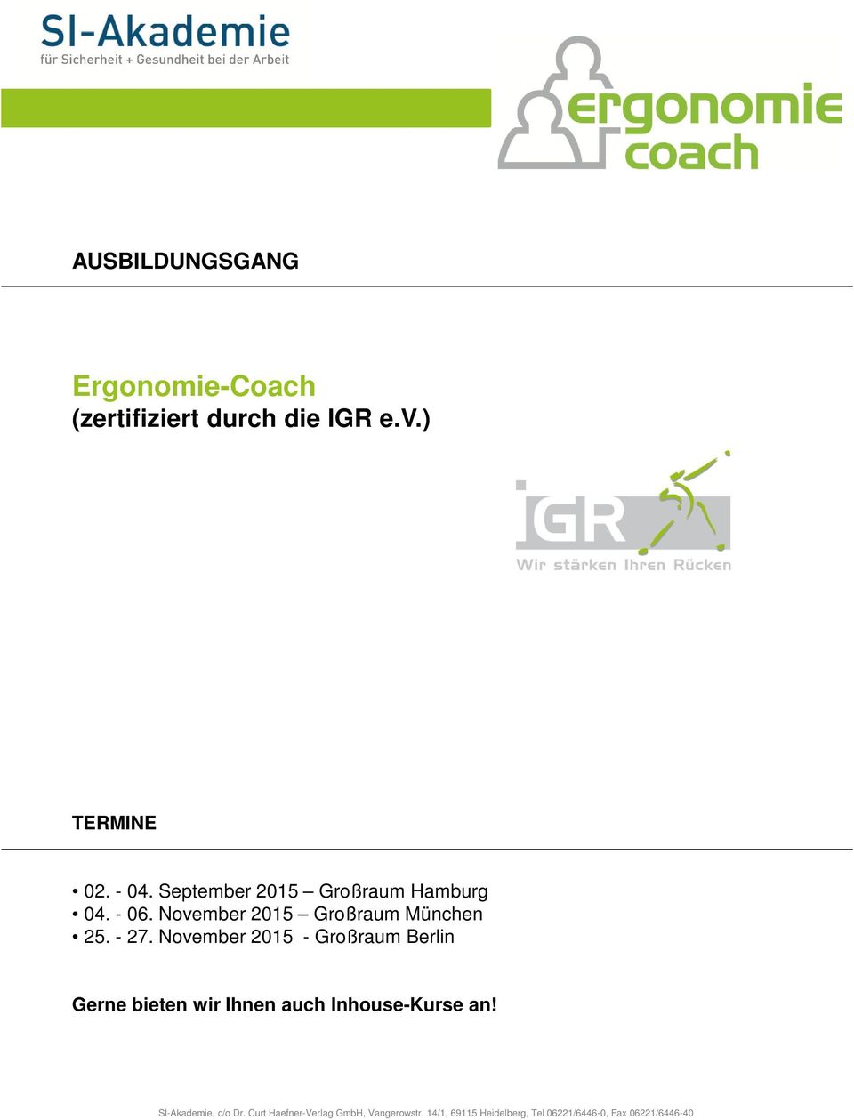 - 06. November 2015 Großraum München 25. - 27.
