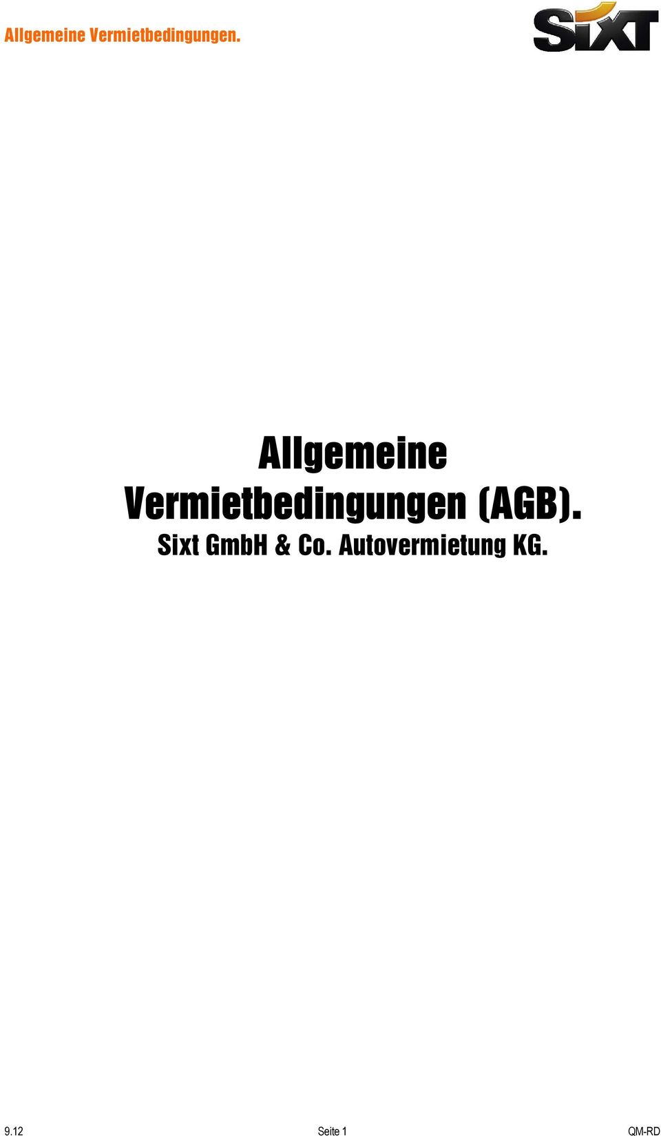(AGB). Sixt GmbH & Co.