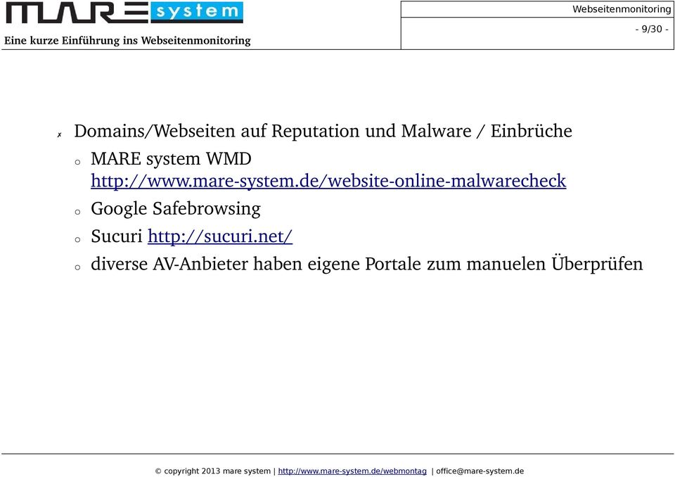 de/website online malwarecheck Google Safebrowsing Sucuri