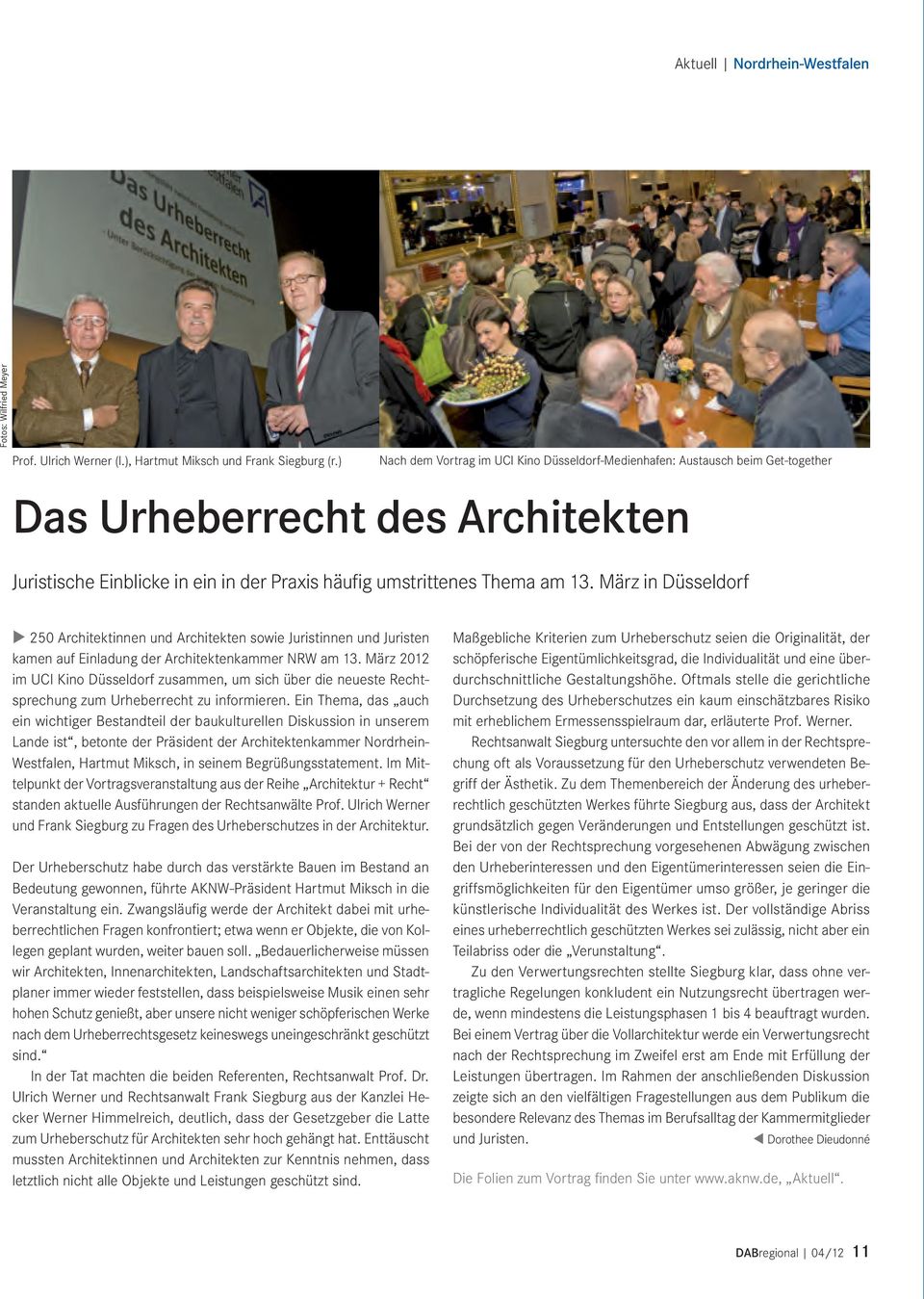 März in Düsseldorf u 250 Architektinnen und Architekten sowie Juristinnen und Juristen kamen auf Einladung der Architektenkammer NRW am 13.