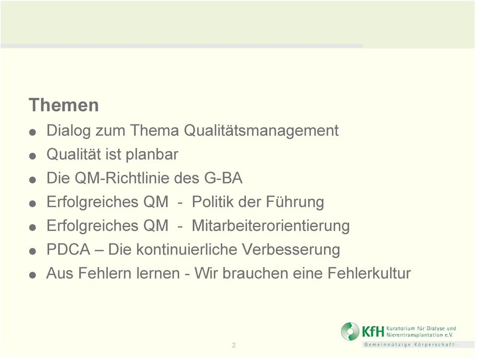 Erfolgreiches QM - Mitarbeiterorientierung PDCA Die