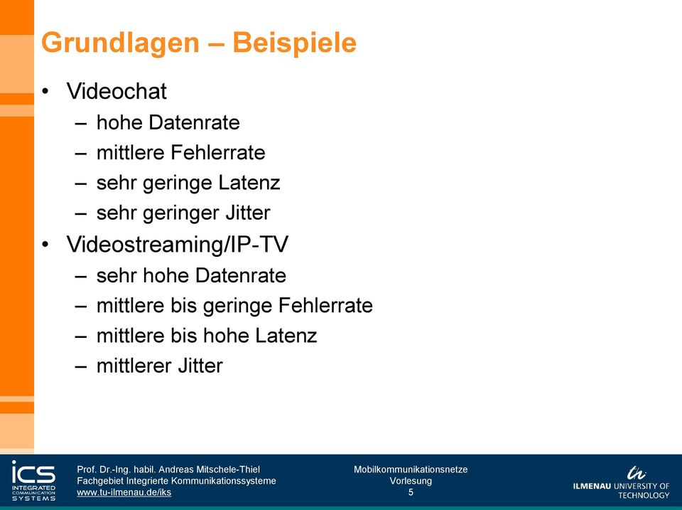 Videostreaming/IP-TV sehr hohe Datenrate mittlere bis