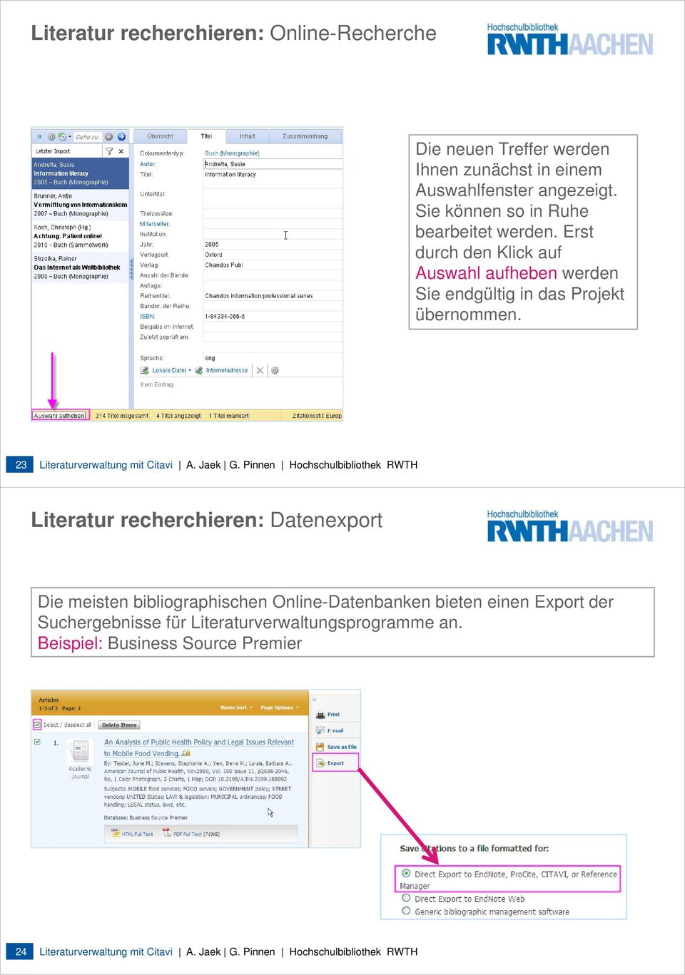 23 Literaturverwaltung mit Citavi A. Jaek G.