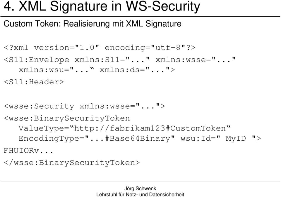 .. xmlns:ds="..."> <S11:Header> <wsse:security xmlns:wsse=".
