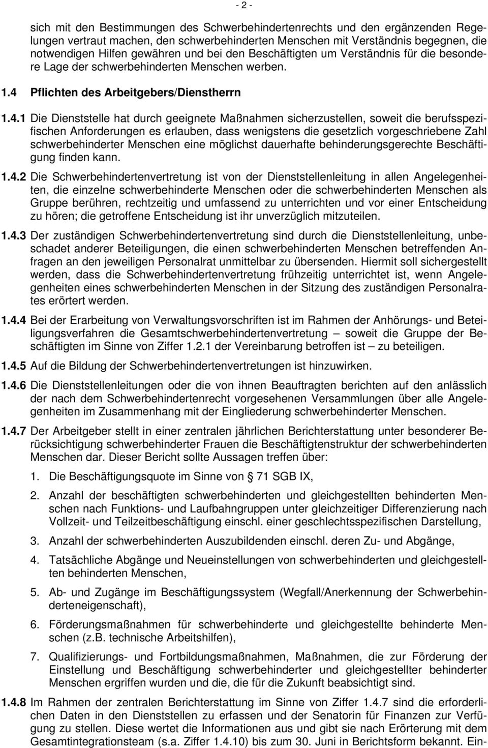 Pflichten des Arbeitgebers/Dienstherrn 1.4.