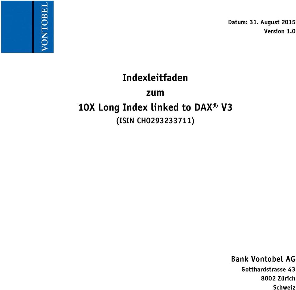linked to DAX V3 (ISIN CH0293233711)
