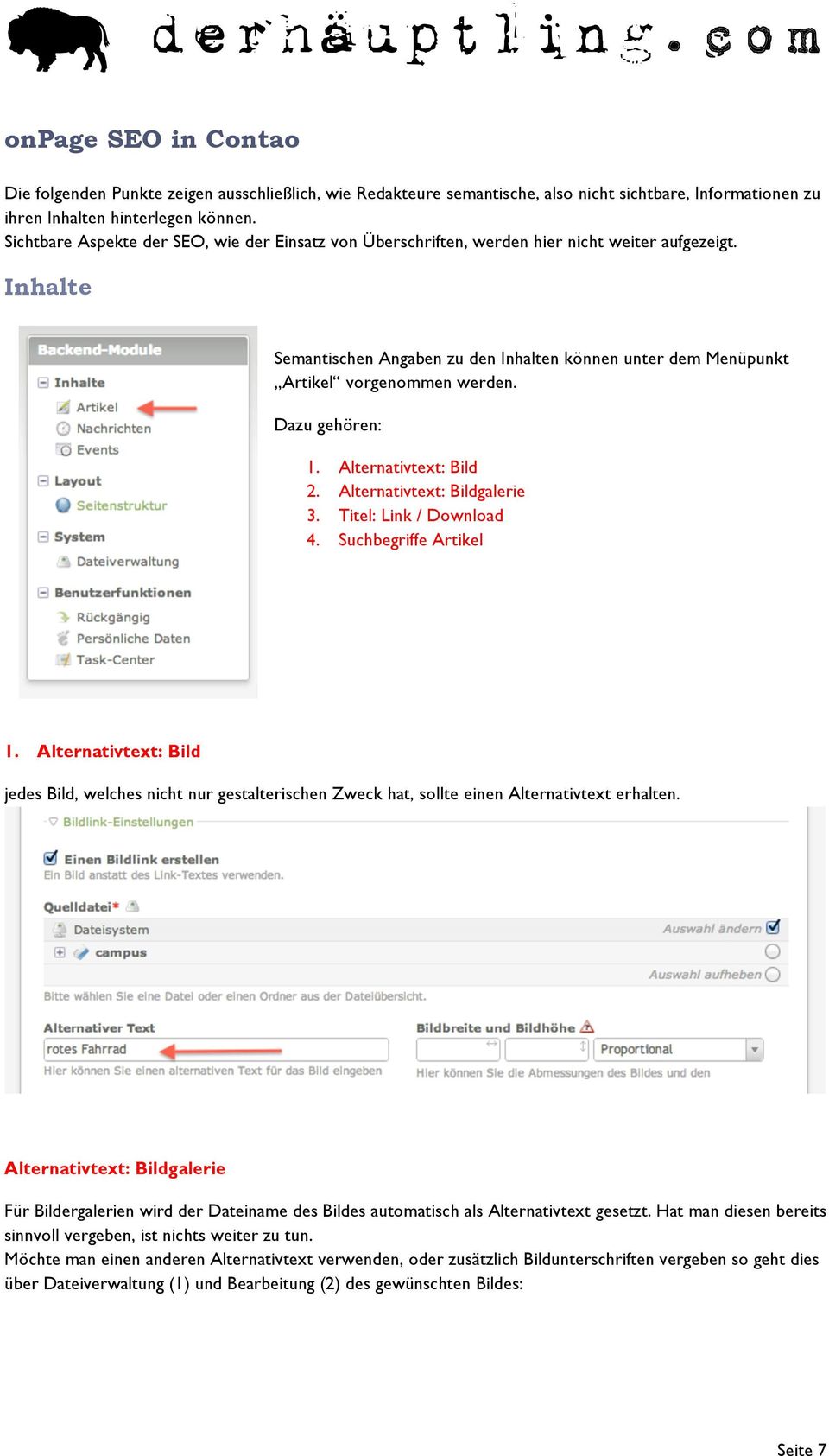 Dazu gehören: 1. Alternativtext: Bild 2. Alternativtext: Bildgalerie 3. Titel: Link / Download 4. Suchbegriffe Artikel 1.