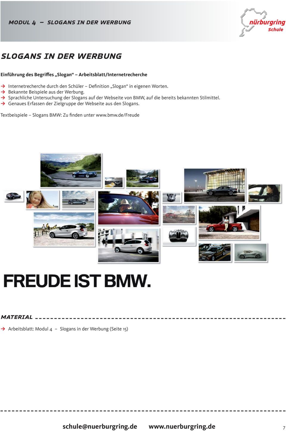 Sprachliche Untersuchung er Slogans auf er Webseite von BMW, auf ie bereits bekannten Stilmittel.