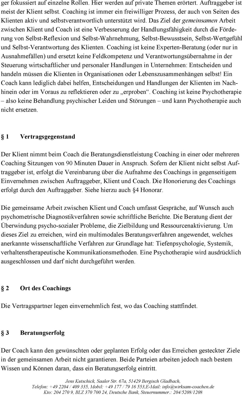 Beratungsvertrag Coaching Rahmen Vertrag Pdf