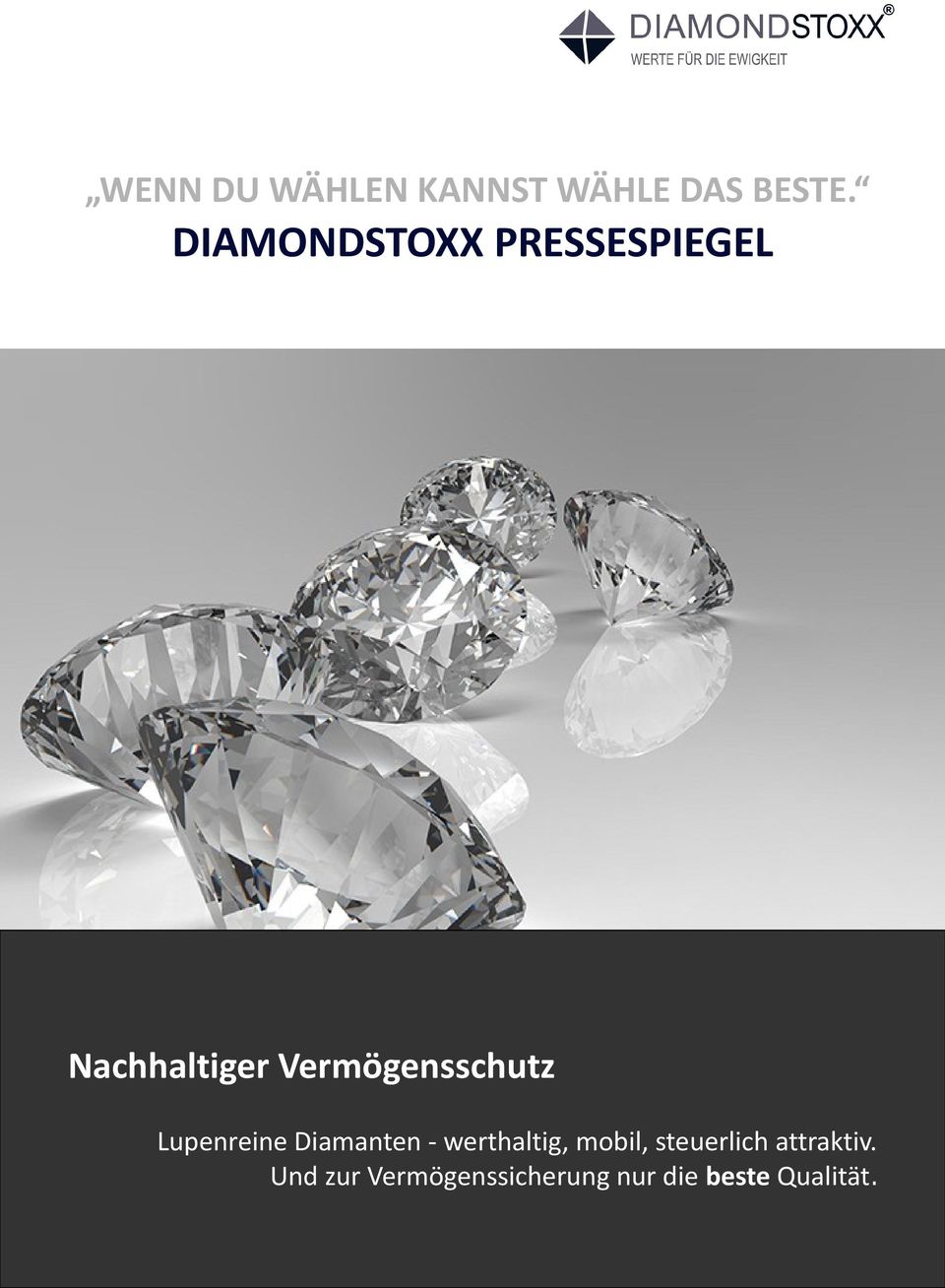 Vermögensschutz Lupenreine Diamanten - werthaltig,