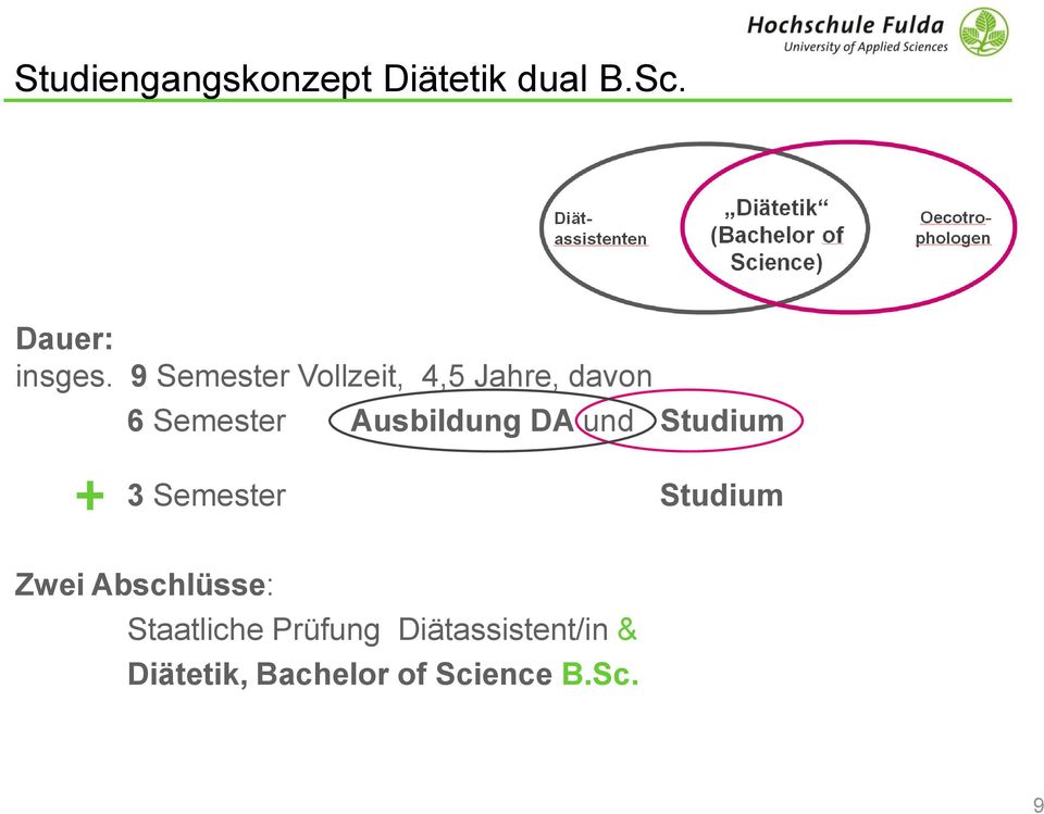 DA und Studium 3 Semester Studium Zwei Abschlüsse: