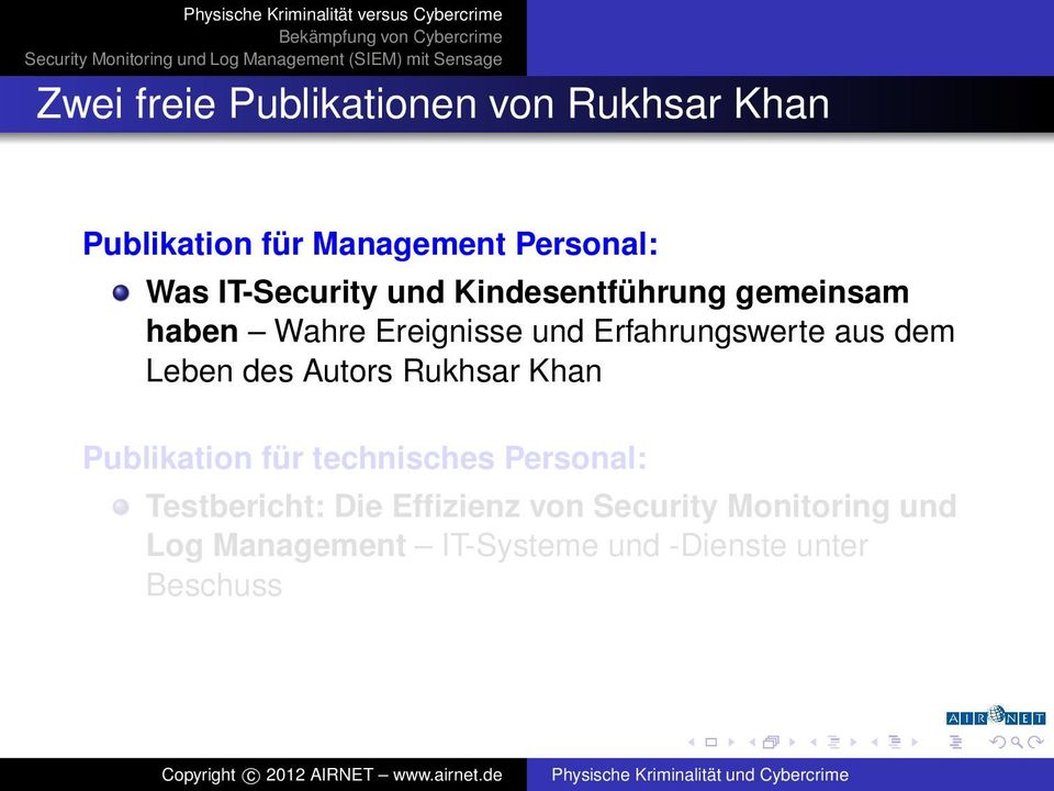 aus dem Leben des Autors Rukhsar Khan Publikation für technisches Personal: Testbericht: