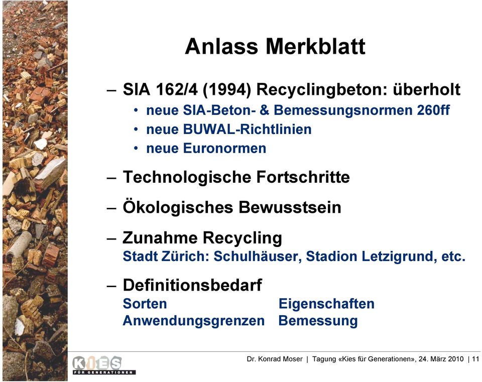 Zunahme Recycling Stadt Zürich: Schulhäuser, Stadion Letzigrund, etc.