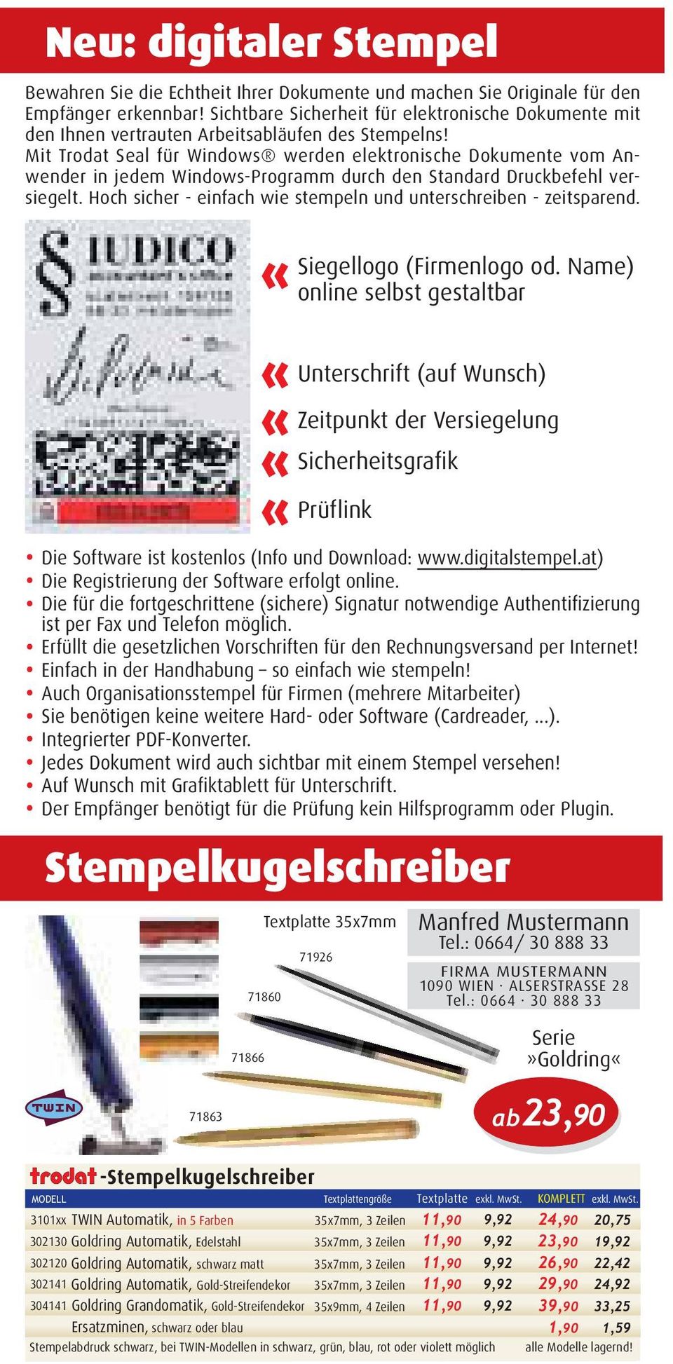 Mit Trodat Seal für Windows werden elektronische Dokumente vom Anwender in jedem Windows-Programm durch den Standard Druckbefehl versiegelt.