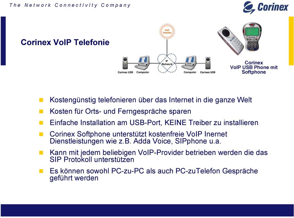 unterstützt kostenfreie VoIP Inernet Dienstleistungen wie z.b. Adda 