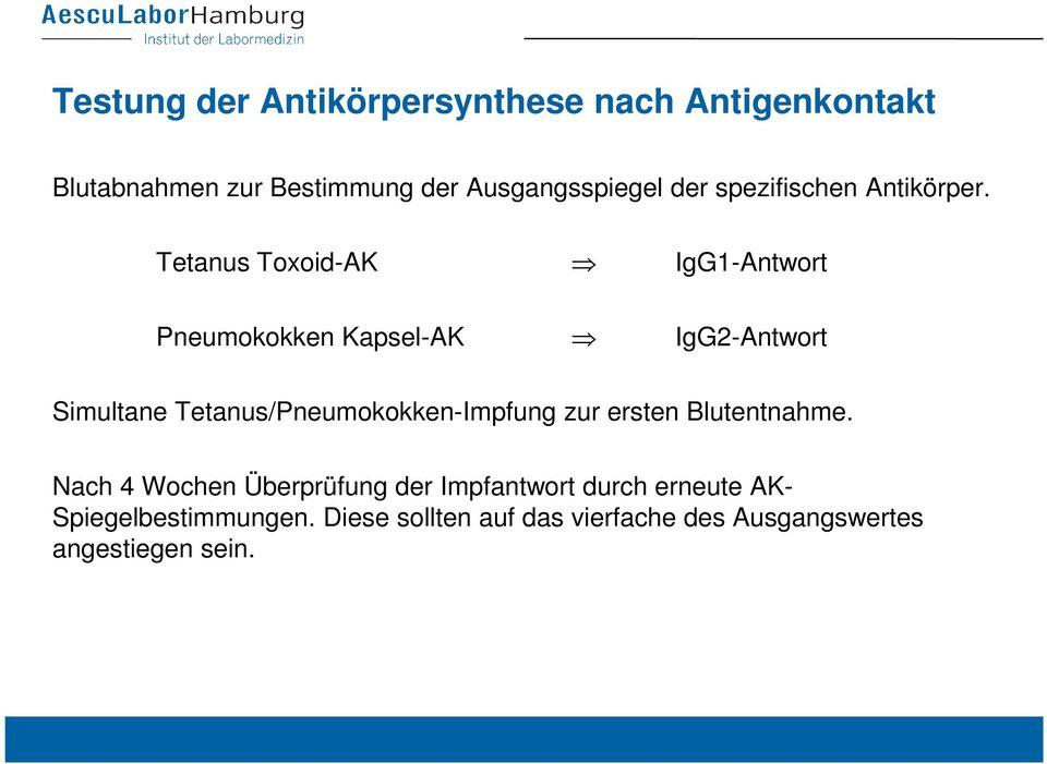 Tetanus Toxoid-AK IgG1-Antwort Pneumokokken Kapsel-AK IgG2-Antwort Simultane