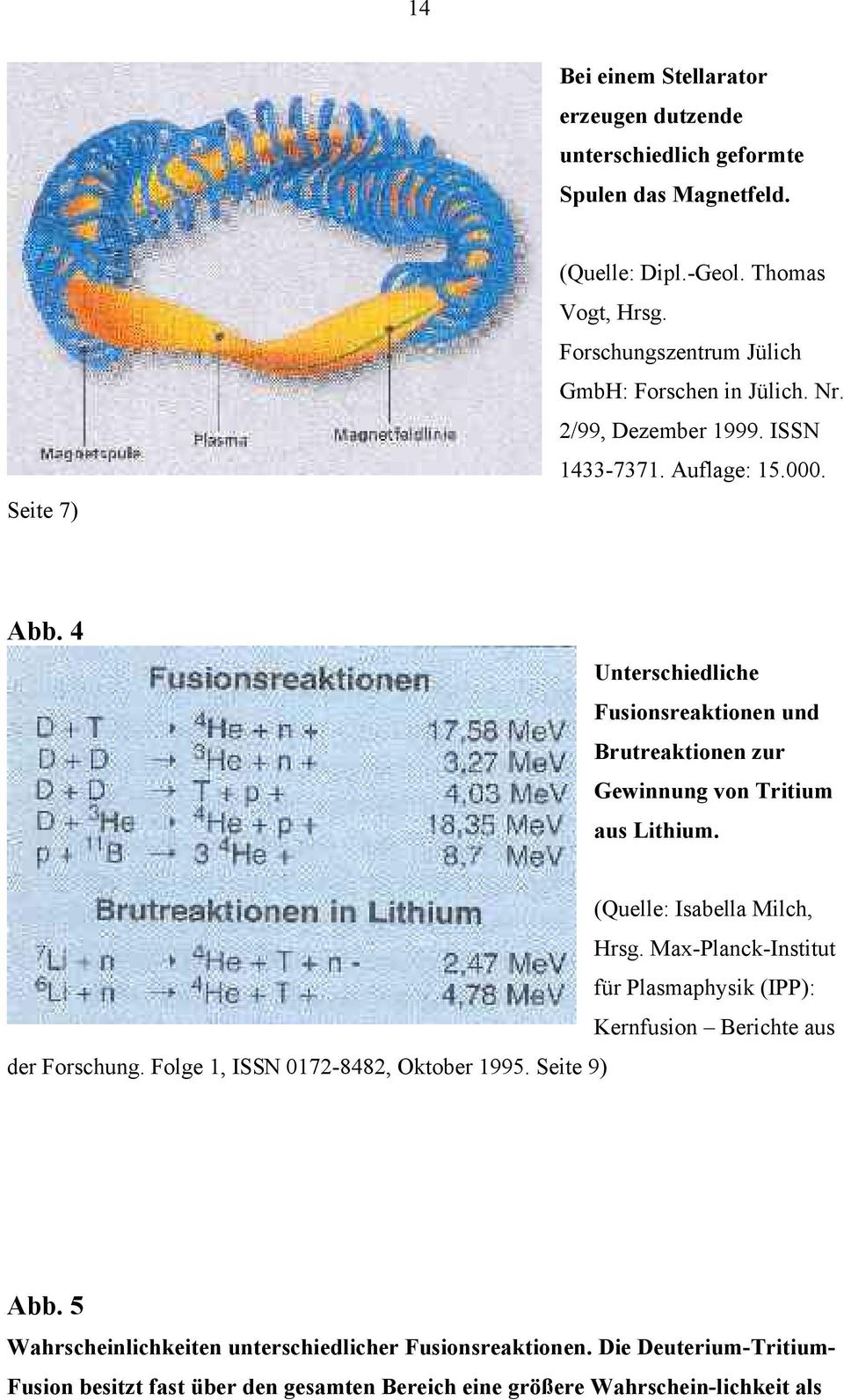 4 Unterschiedliche Fusionsreaktionen und Brutreaktionen zur Gewinnung von Tritium aus Lithium. (Quelle: Isabella Milch, Hrsg.