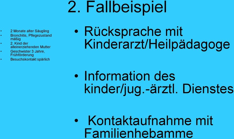 Besuchskontakt spärlich Rücksprache mit Kinderarzt/Heilpädagoge