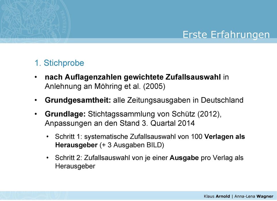 (2005) Grundgesamtheit: alle Zeitungsausgaben in Deutschland Grundlage: Stichtagssammlung von Schütz