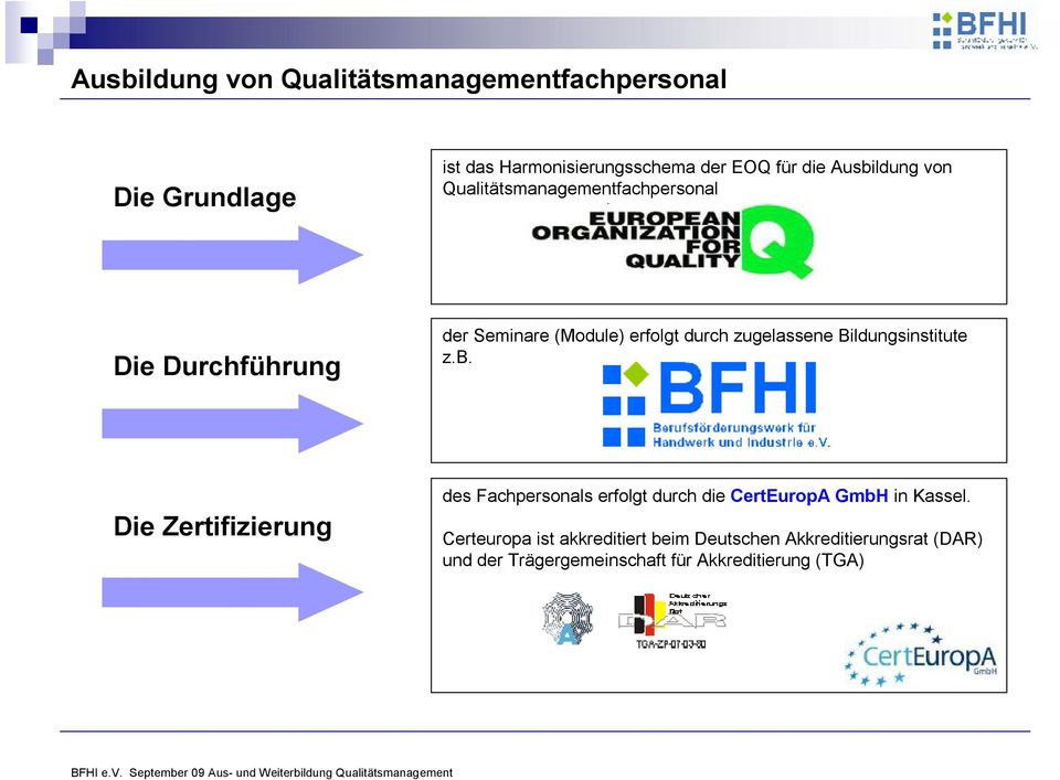 Die Zertifizierung des Fachpersonals erfolgt durch die CertEuropA GmbH in Kassel.