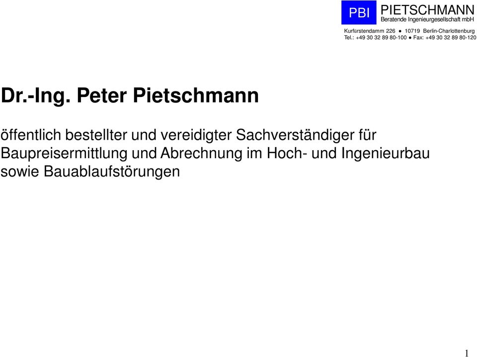Peter Pietschmann öffentlich bestellter und vereidigter Sachverständiger für