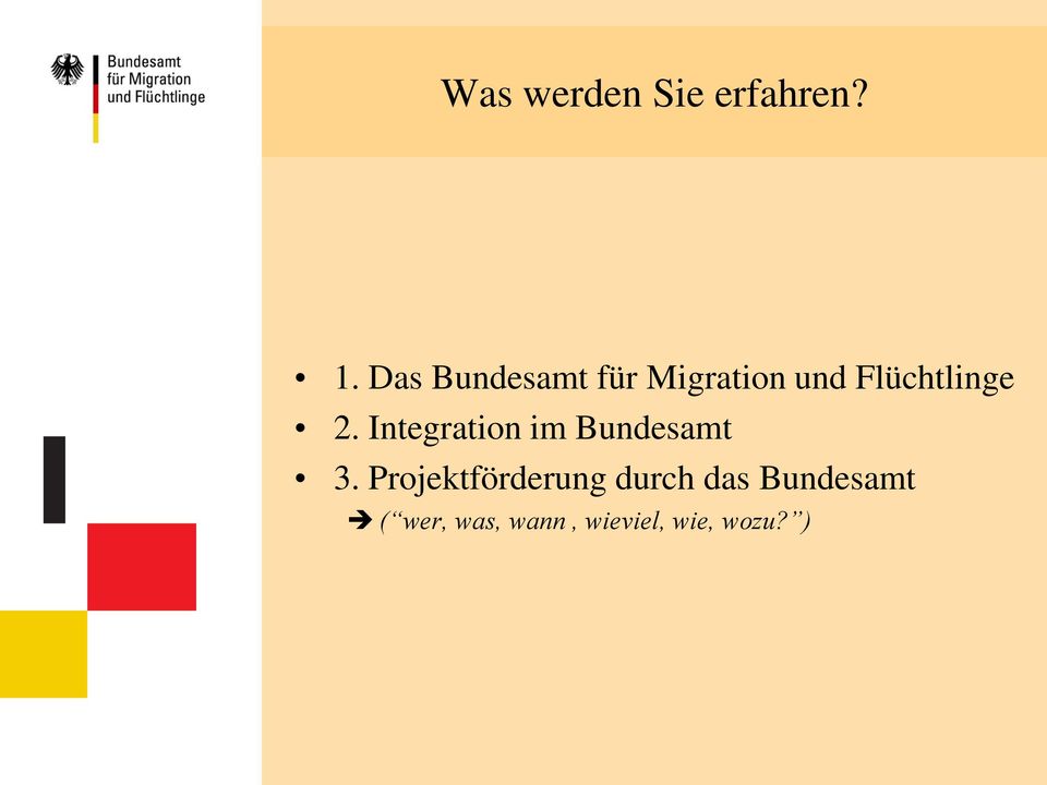 2. Integration im Bundesamt 3.