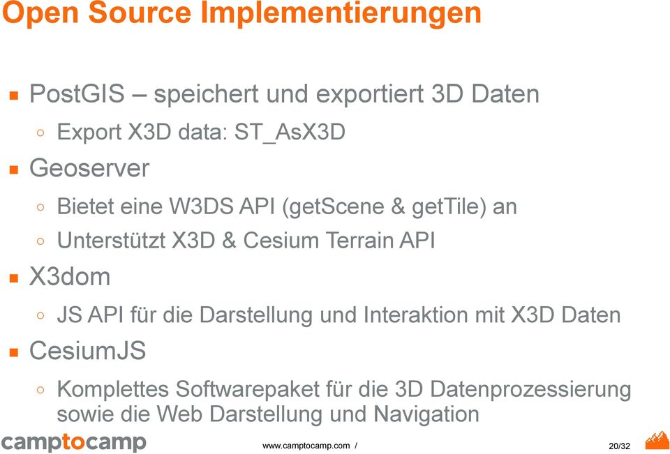 X3D data: ST_AsX3D JS API für die Darstellung und Interaktion mit X3D Daten CesiumJS