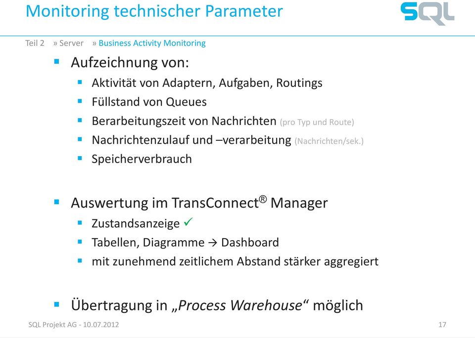 verarbeitung (Nachrichten/sek.