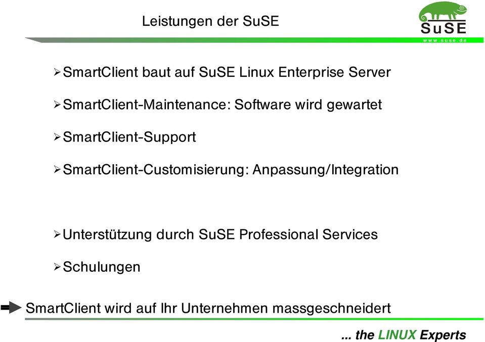 SmartClient-Customisierung: Anpassung/Integration Unterstützung durch SuSE