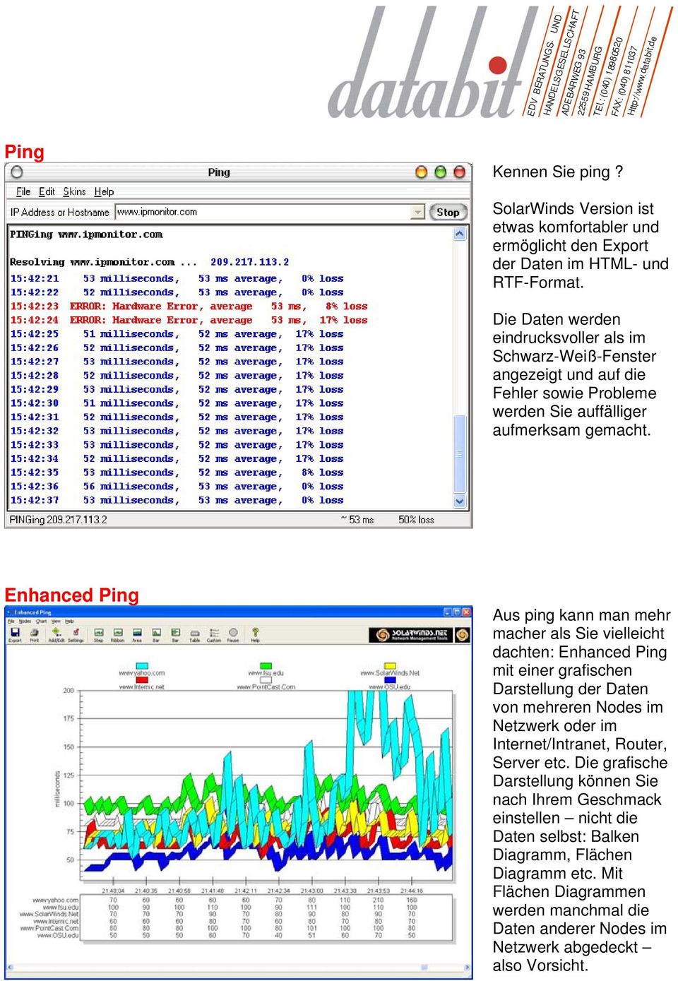 Enhanced Ping Aus ping kann man mehr macher als Sie vielleicht dachten: Enhanced Ping mit einer grafischen Darstellung der Daten von mehreren Nodes im Netzwerk oder im