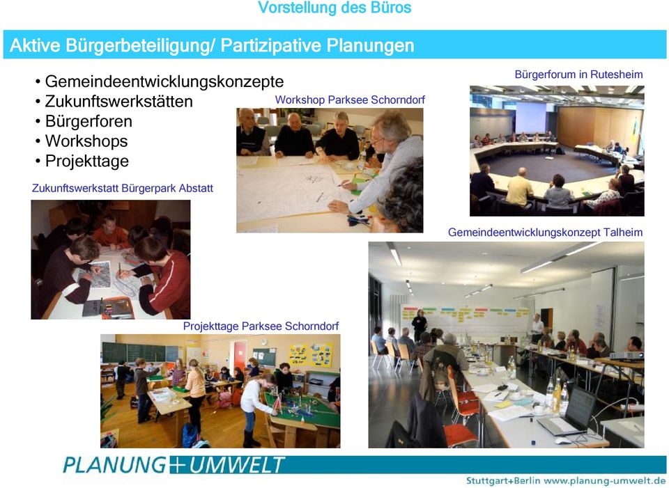 Projekttage Workshop Parksee Schorndorf Bürgerforum in Rutesheim