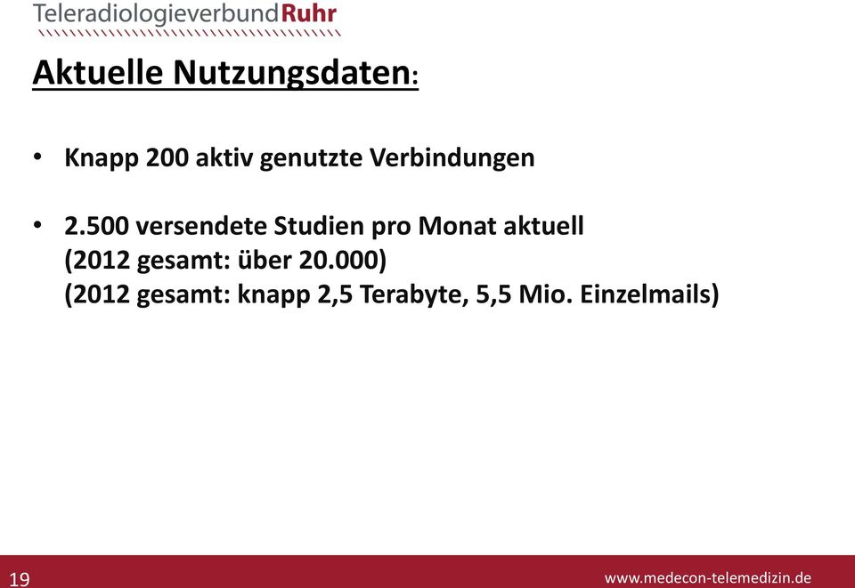500 versendete Studien pro Monat aktuell (2012