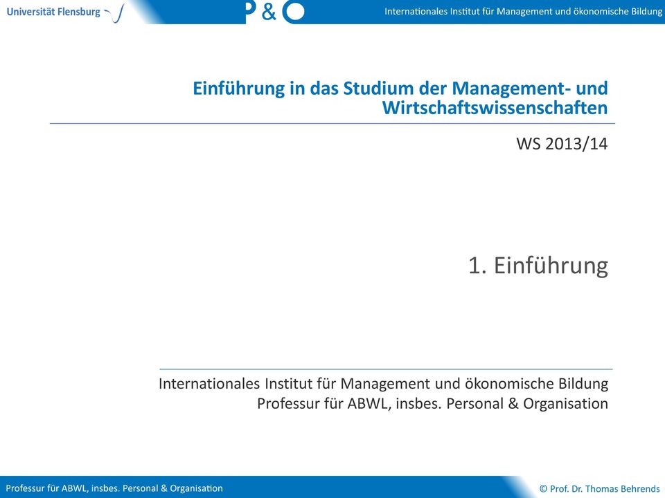 Einführung Internationales Institut für Management