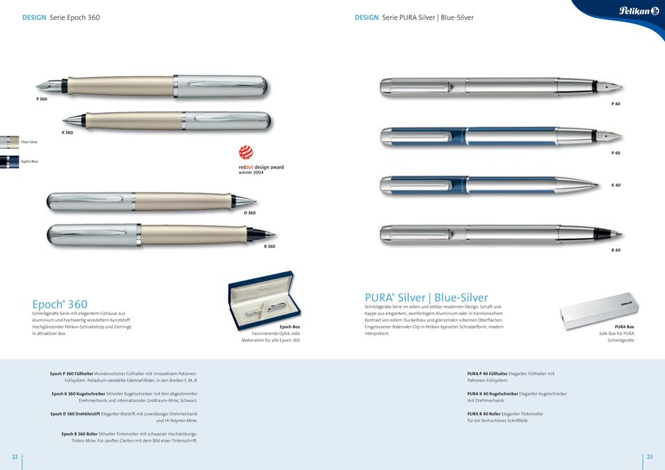 Epoch Box Faszinierende Optik, edle Materialien für alle Epoch 360 PURA Silver Blue-Silver Schreibgeräte-Serie im edlen und zeitlos-modernen Design.