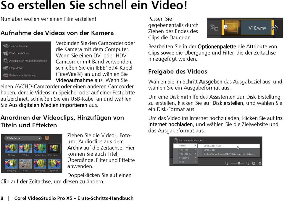 Wenn Sie einen AVCHD-Camcorder oder einen anderen Camcorder haben, der die Videos im Speicher oder auf einer Festplatte aufzeichnet, schließen Sie ein USB-Kabel an und wählen Sie Aus digitalen Medien