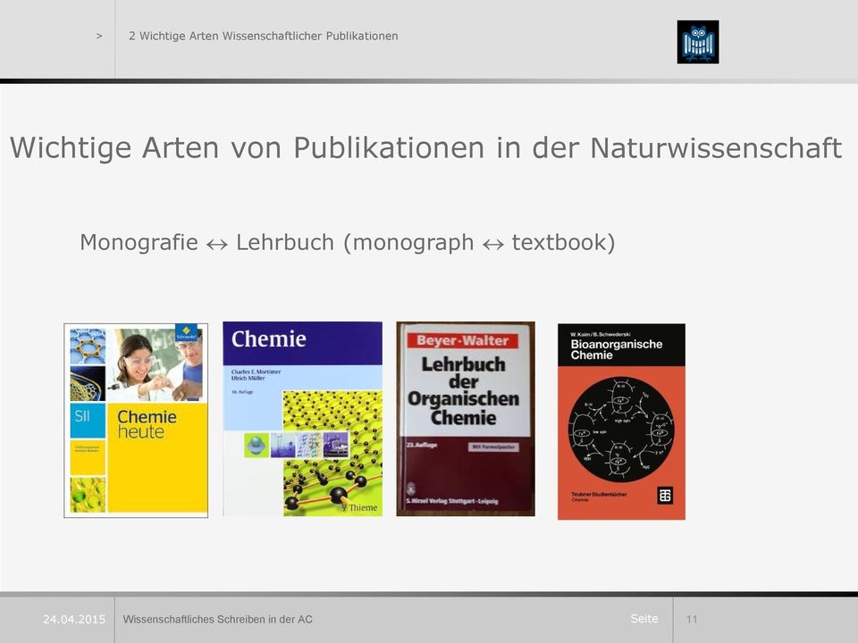 Publikationen in der Naturwissenschaft