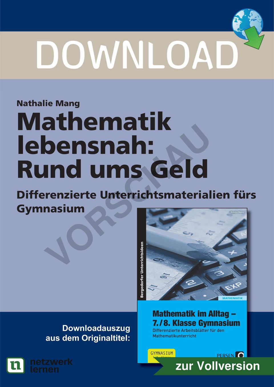 MATHEMATIK Downloadauszug aus dem Originaltitel: Mathematik im Alltag 7. / 8.