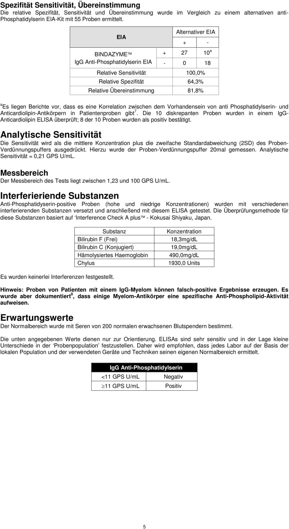 es eine Korrelation zwischen dem Vorhandensein von anti Phosphatidylserin- und Anticardiolipin-Antikörpern in Patientenproben gibt 7.