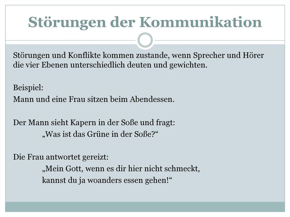 Beispiel: Mann und eine Frau sitzen beim Abendessen.