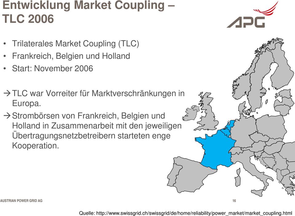 Strombörsen von Frankreich, Belgien und Holland in Zusammenarbeit mit den jeweiligen