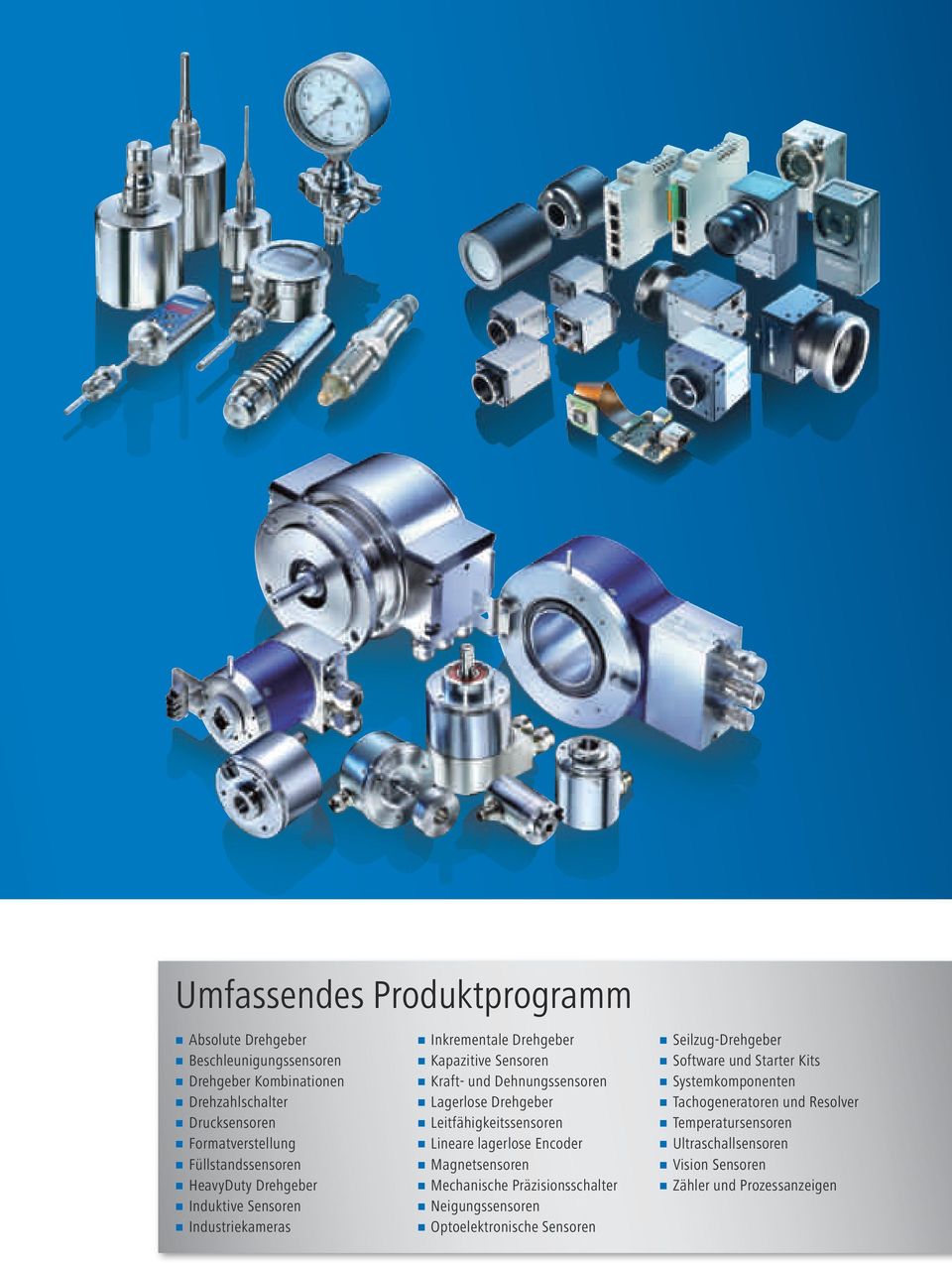 Magnetsensoren HeavyDuty Drehgeber Mechanische Präzisionsschalter Induktive Sensoren Neigungssensoren Industriekameras Optoelektronische Sensoren