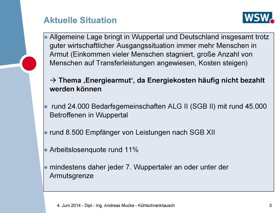 nicht bezahlt werden können rund 24.000 Bedarfsgemeinschaften ALG II (SGB II) mit rund 45.000 Betroffenen in Wuppertal rund 8.
