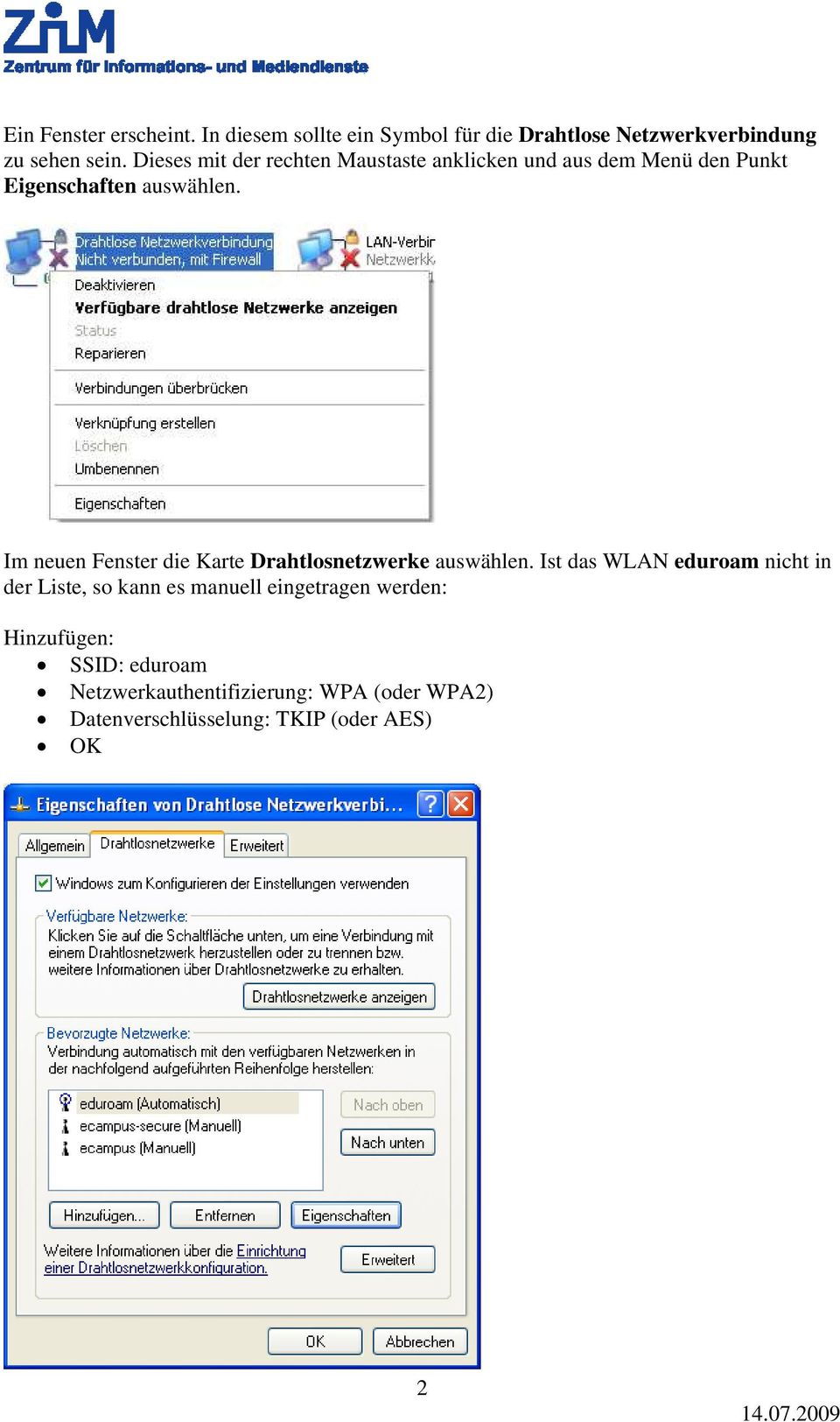 Im neuen Fenster die Karte Drahtlosnetzwerke auswählen.