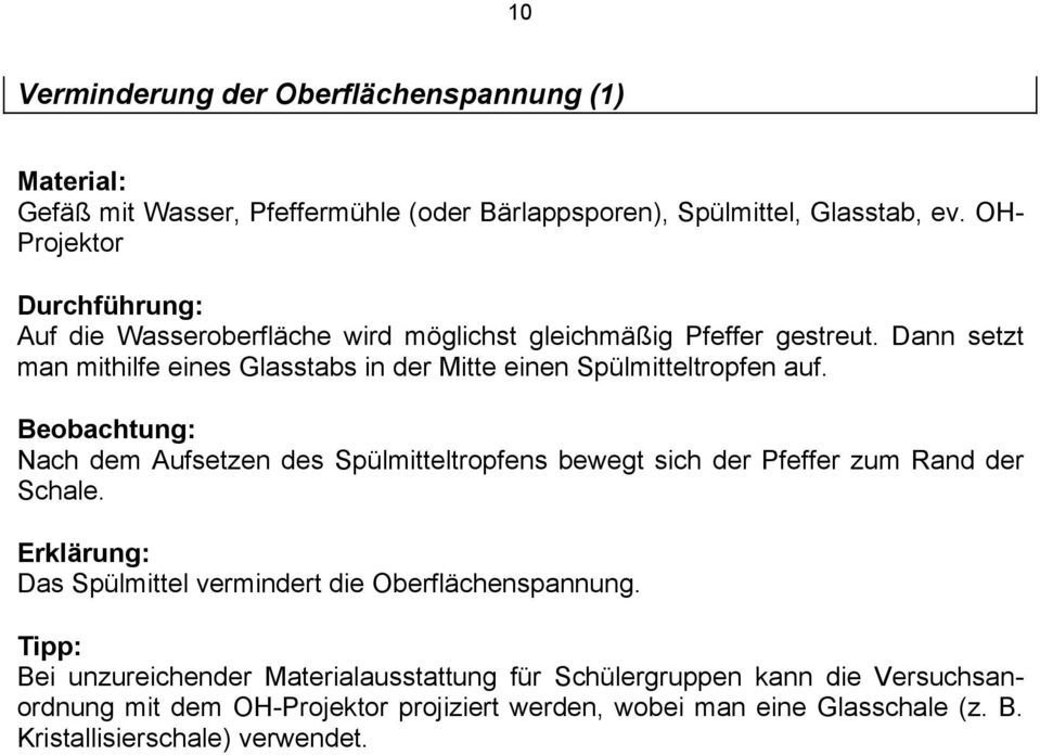 Dann setzt man mithilfe eines Glasstabs in der Mitte einen Spülmitteltropfen auf.