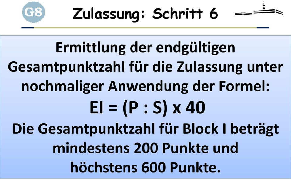 Anwendung der Formel: EI = (P : S) x 40 Die