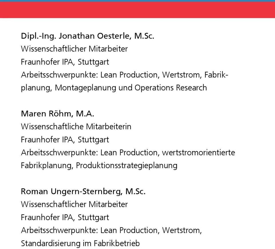 und Operations Research Maren Röhm, M.A.