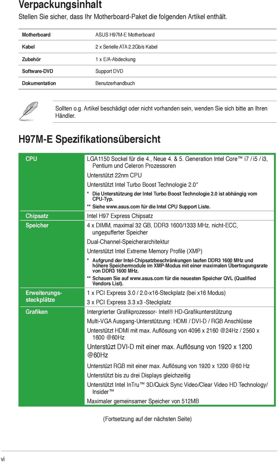 H97M-E Spezifikationsübersicht CPU LGA1150 Sockel für die 4., Neue 4. & 5.