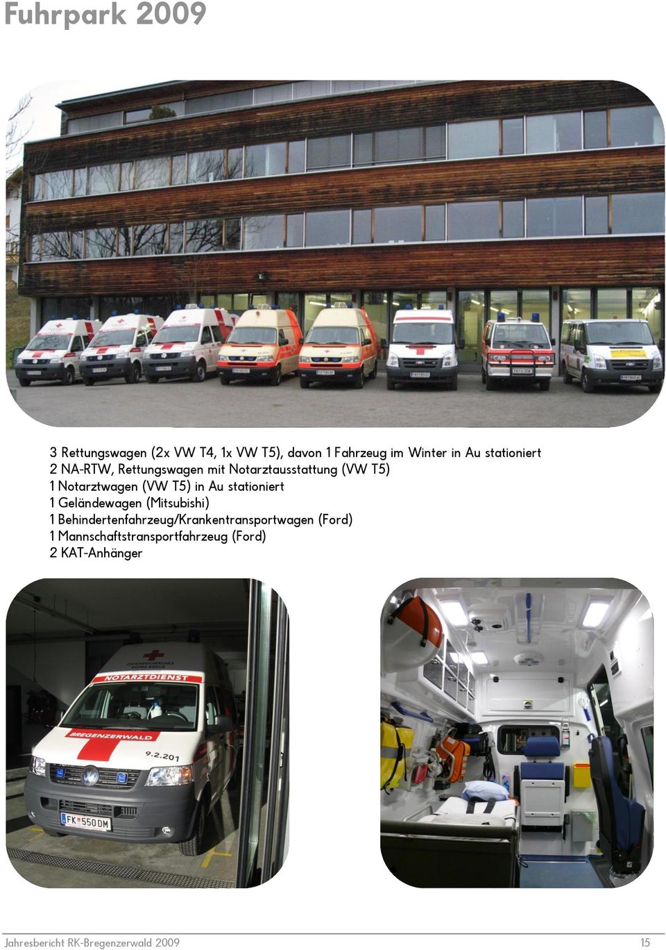 in Au stationiert 1 Geländewagen (Mitsubishi) 1 Behindertenfahrzeug/Krankentransportwagen