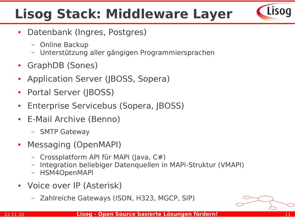 (Sopera, JBOSS) E-Mail Archive (Benno) SMTP Gateway Messaging (OpenMAPI) Crossplatform API für MAPI (Java, C#)