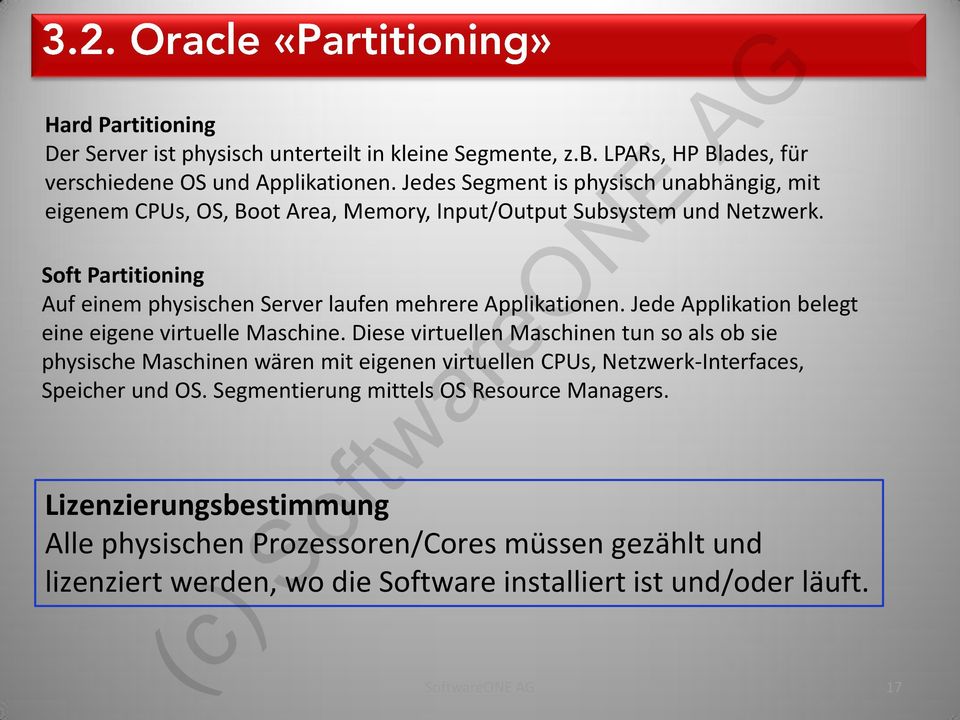 Soft Partitioning Auf einem physischen Server laufen mehrere Applikationen. Jede Applikation belegt eine eigene virtuelle Maschine.